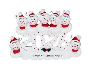 Personalized Family of 7 Dated 2026 Ornament-Family of Seven Personalized Christmas Keepsake-Snowman Family