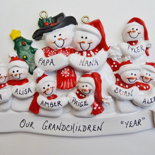 Family Of 9 Personalized Christmas Ornaments 