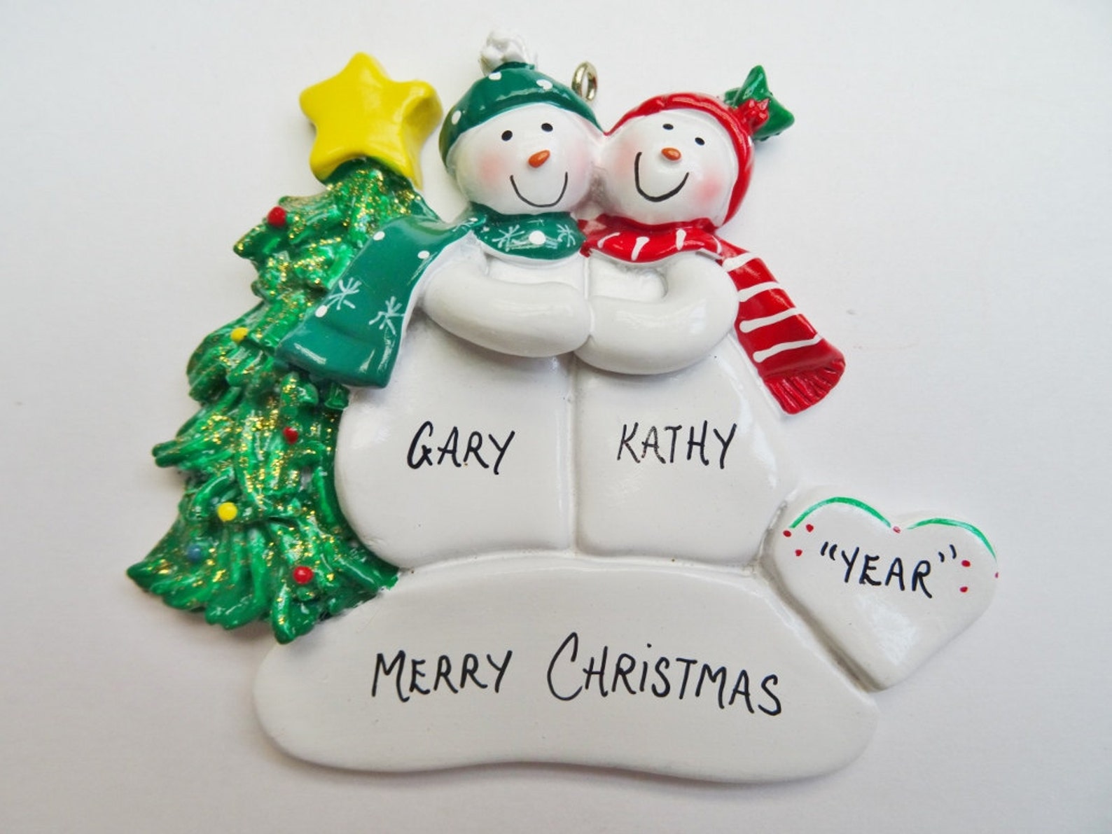 Personalized Snow Couple Christmas Ornament - Couple Snowman ...