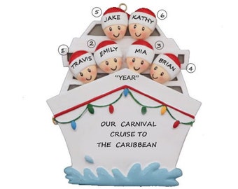 Personalized Cruise Ship Vacation Ornament -Group Cruise Trip For Couple, Group of Three, Four, Five, Six, Seven or Eight People Cruising