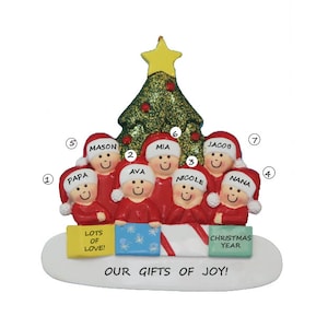 Personalized Family of 7 - Personalized Free - Personalized Family of 5 Grandkids with Grandparents Christmas Ornament