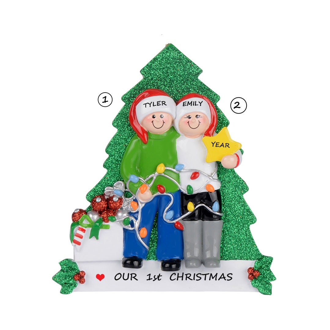 Our 1st Christmas Couple Personalized Ornament - Couple Decorating Tree ...