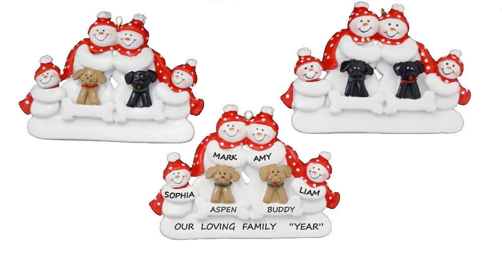 Personalized Family of 4 Ornament With 2 Dogs - Personalized Family of ...
