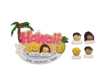 Best Friends Hawaii Vacation Personalized Christmas Ornament - Same Sex Couple Hawaii Vacation Ornament - Partners Couple Ornament