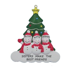 Three Sisters Personalized Christmas Ornament - Three Roommates Ornament - Best Friends Ornament