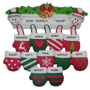Family of 13 Personalized Christmas Ornament - 11 Grandkids Personalized Christmas Ornament - Group of 13 Personalized Ornament
