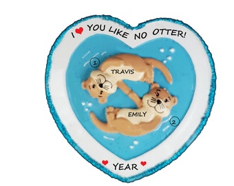 Couple Otter Personalized Ornament - Otters in Love Christmas Ornament