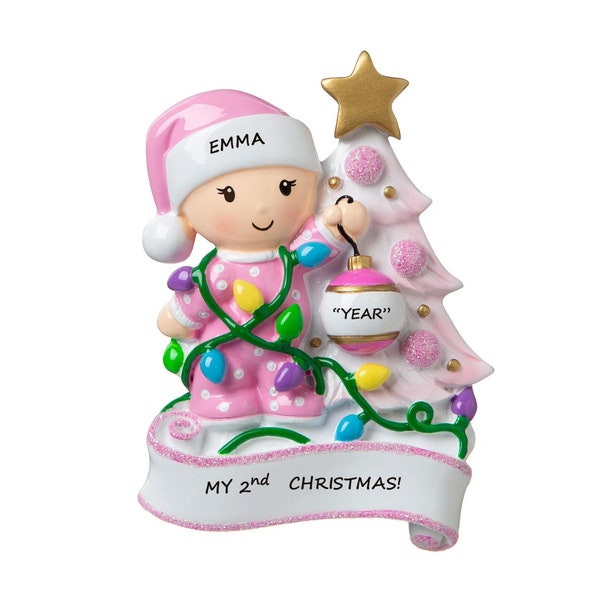 Child Decorating Christmas Tree Personalized Ornament/ Baby's 2nd Christmas Ornament/ Toddler Christmas Ornament/ Young Child Ornament