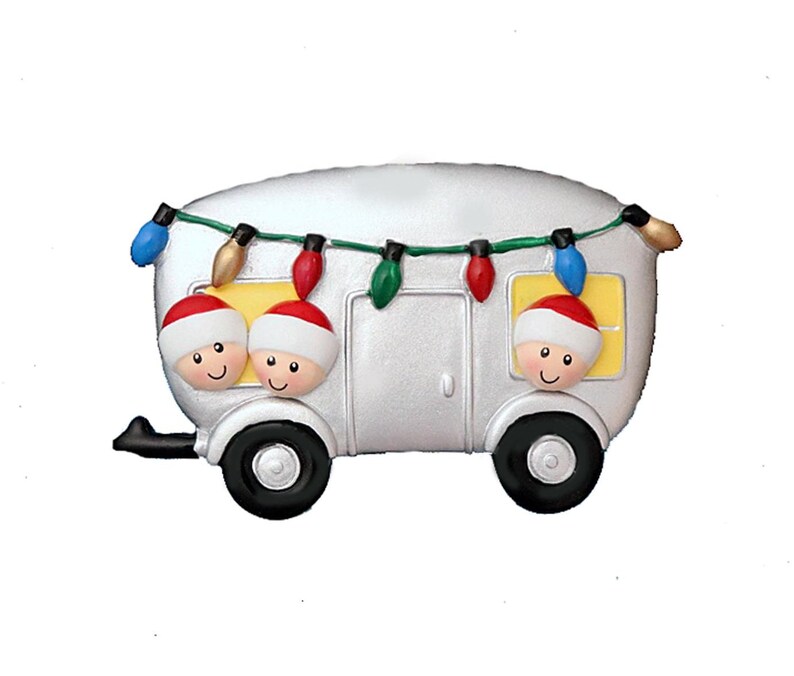 Personalized Family of 3 Loving RV Camping Ornament 3 Happy Campers