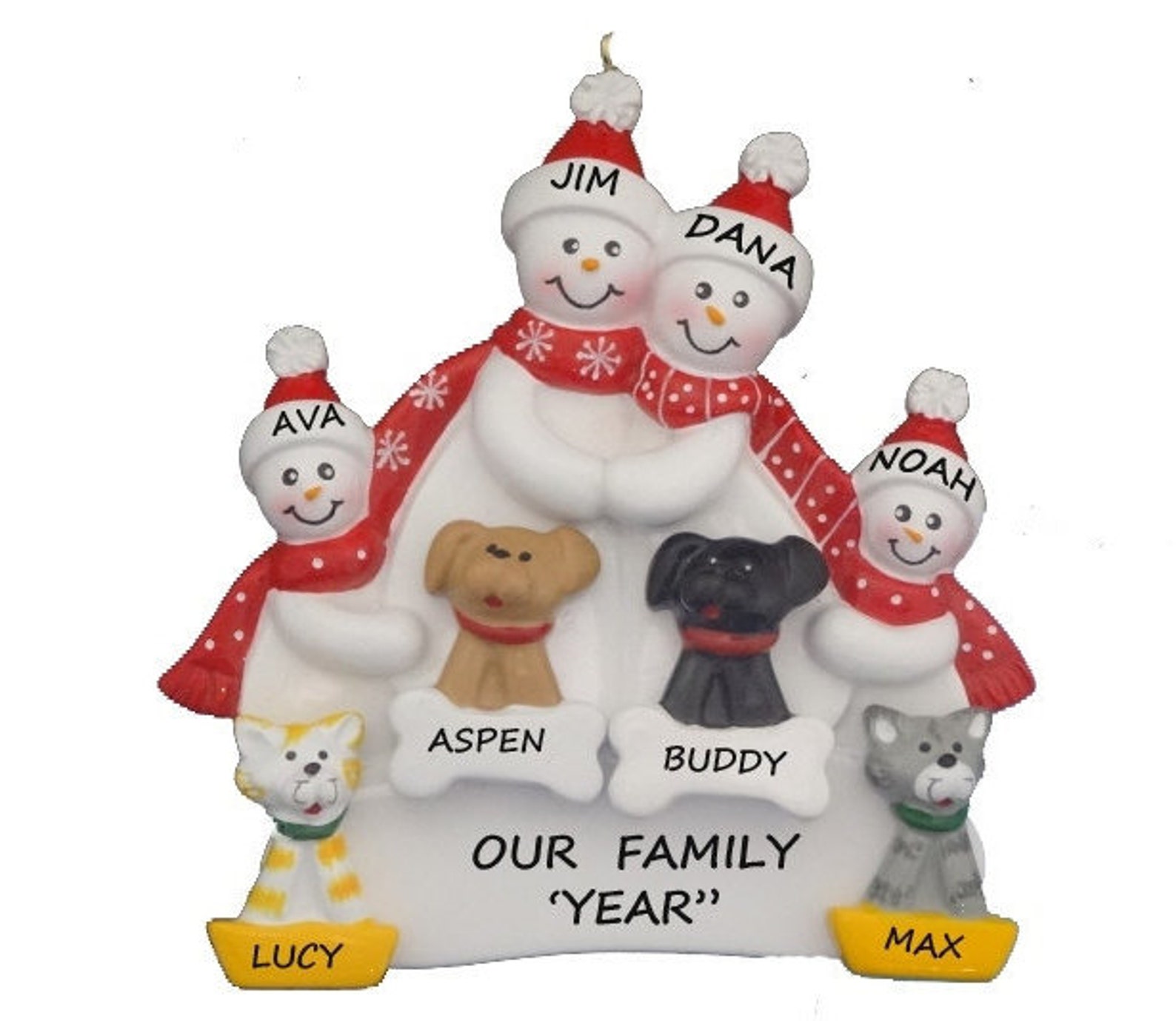 Personalized Family Christmas Ornaments With Dog 