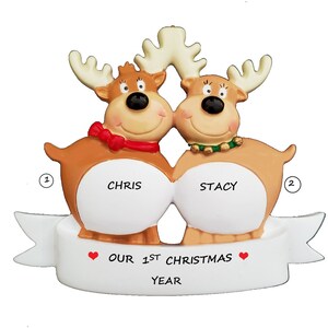 Personalized Reindeer Couple Celebrating Our 1st Christmas Together - Personalized Reindeer Couple Ornament for a Couple