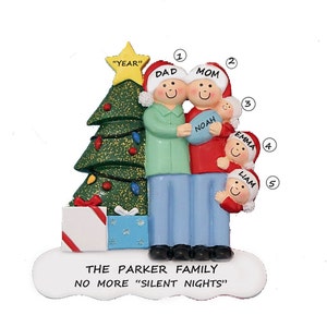 Family of 5 Personalized Ornament with New Baby- Family of 5 Ornament with New Baby Boy- Family of 5 Ornament with New Baby Girl