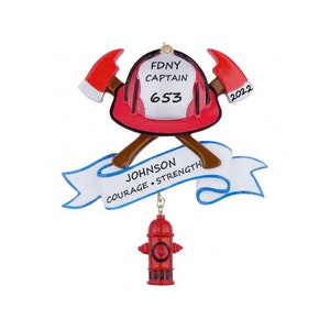 Personalized Firefighter Ornament - Personalized Firefighter Christmas Ornament - Firefighter Hat Ornament