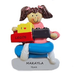 Personalized Christmas Ornament for Girl or Boy that Loves Building Blocks - Personalized Free