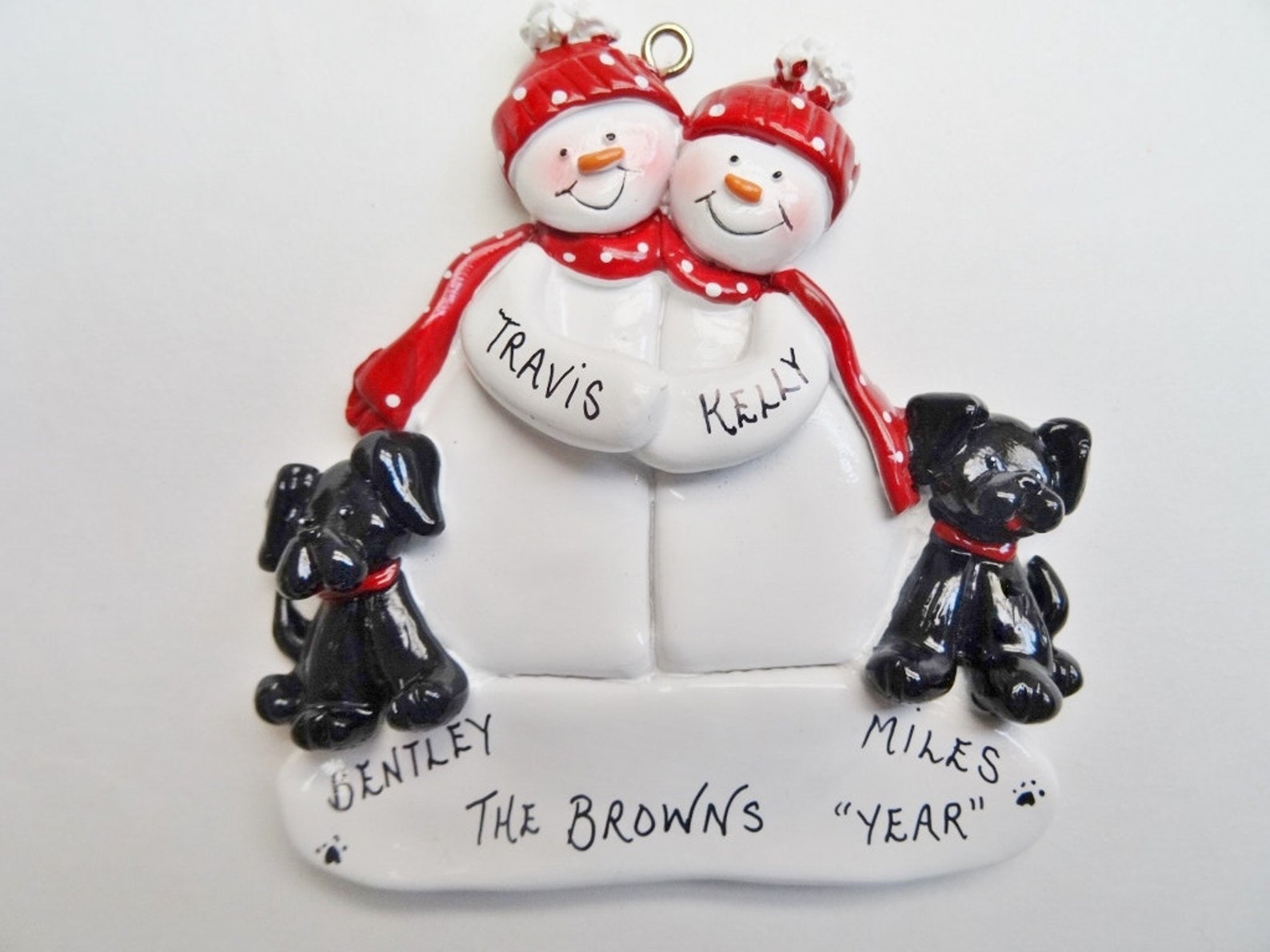 Personalized Couple Christmas Ornament with 2 Dogs Etsy