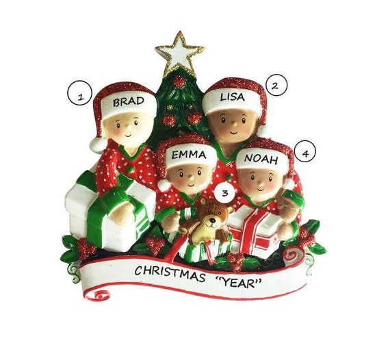 Mixed race family christmas ornaments Clearance