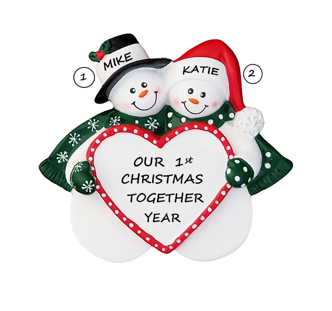 Personalized Snow Couple With Heart Christmas Ornament - Our 1st ...