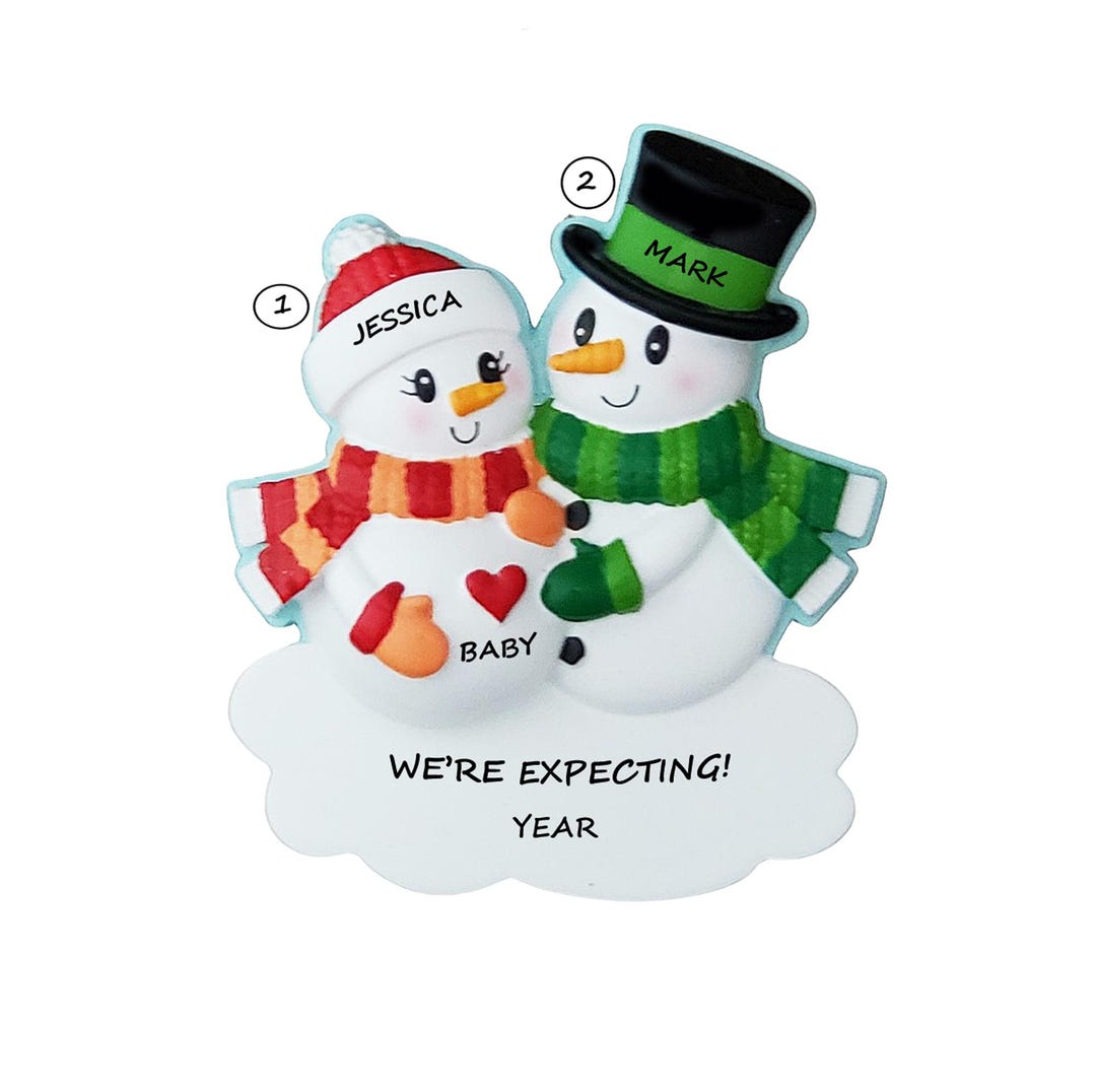 Personalized Christmas Ornament Pregnant Snow Couple - We're Expecting ...