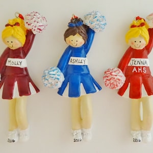 Personalized Cheerleading Ornament -Custom  Cheerleader Uniform Colors - Personalized Cheer Ornaments- Custom Color Uniforms