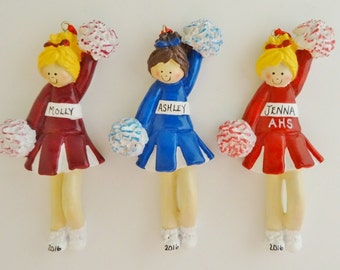 Personalized Cheerleading Ornament -Custom Cheerleader Uniform Colors - Personalized Cheer Ornaments