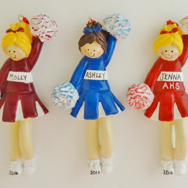 Personalized Cheerleading Ornament -Custom  Cheerleader Uniform Colors - Personalized Cheer Ornaments