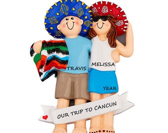 Couple Mexico Vacation Personalized Ornament - Love in Mexico Christmas Ornament