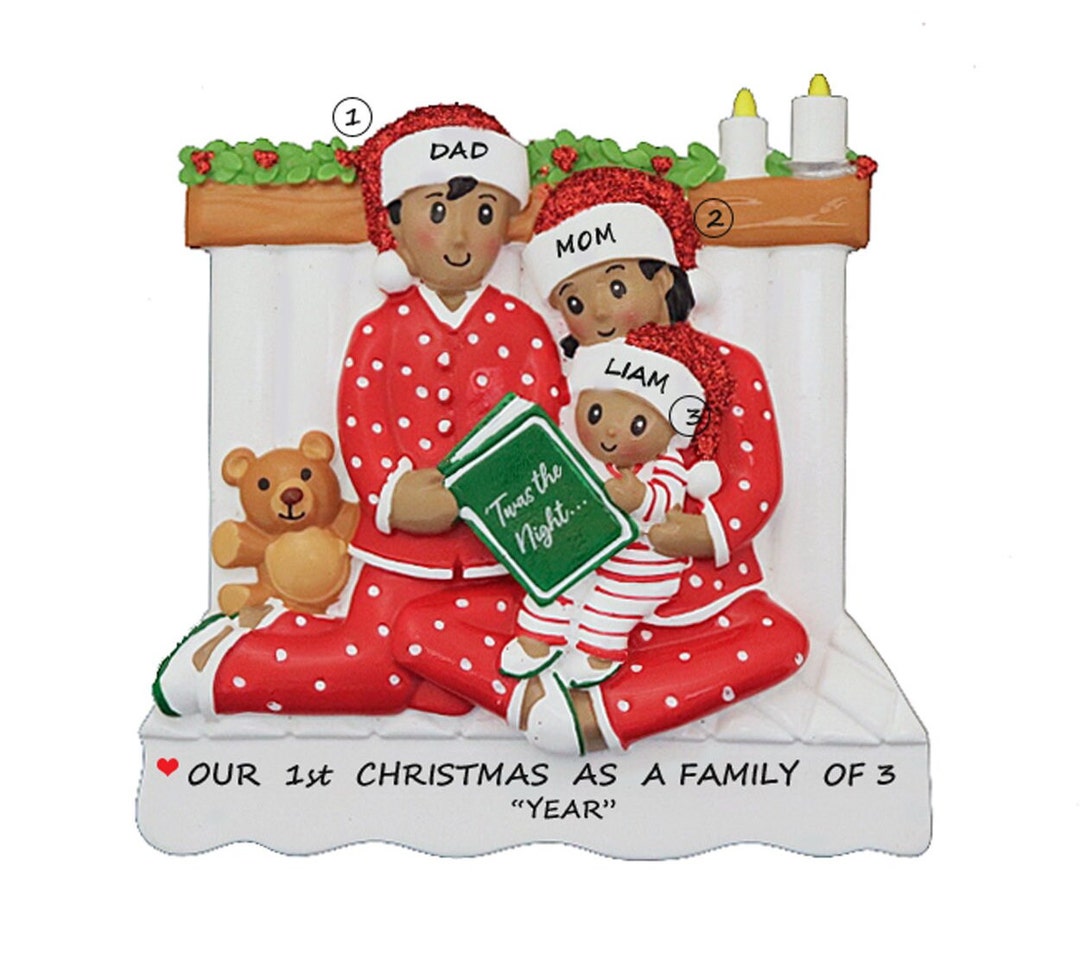 Personalized Ornament Reading in Bed Family of 3 - Bed Family of Three ...