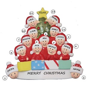 Personalized Family of 13 - Personalized Free - Personalized Family of 11 Grandkids with Grandparents Christmas Ornament