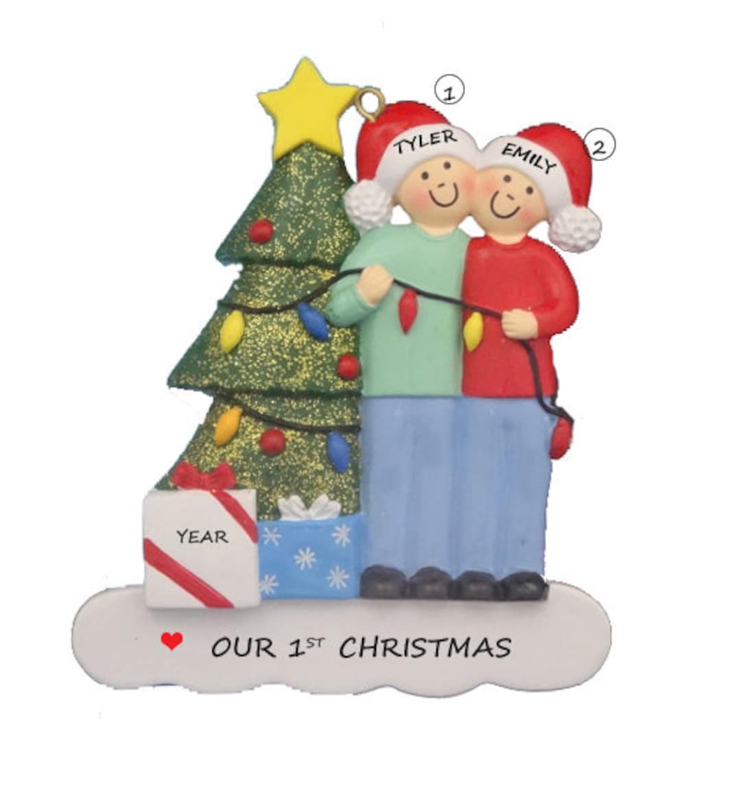 Our 1st Christmas Couple Personalized Ornament - Couple Decorating Tree ...