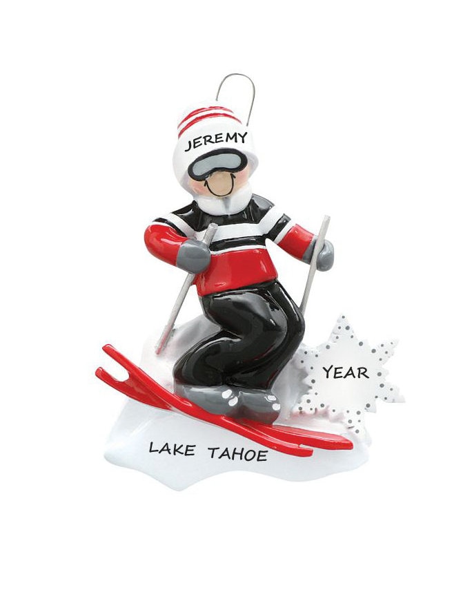 Boy Downhill Skier Personalized Ornament - Ski Trip Vacation