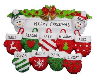 Personalized Mantel Ornament for Family of 11- Family of 11 Personalized Christmas Ornament- Grandparents Personalized Ornament for 11 Names