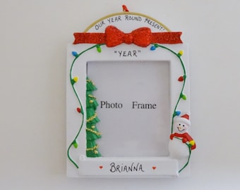 Personalized Photo Frame Christmas Ornament  - Personalized Picture Frame Ornament - Personalized Holiday Easel Back Frame