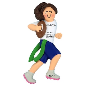 Girl or Boy Playing Flag Football Personalized Ornament - Flag Football Player Christmas Ornament