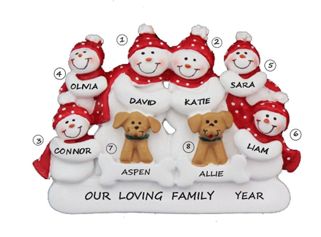 Personalized Family of 6 Ornament With 2 Dogs - Personalized Family of ...