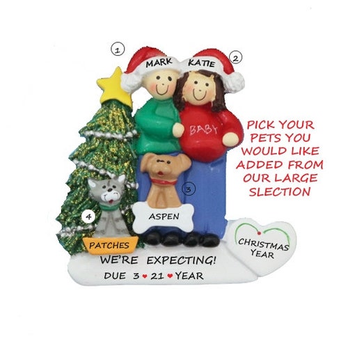 Personalized Couple Expecting First Baby Christmas Tree Ornament Holiday Gift 