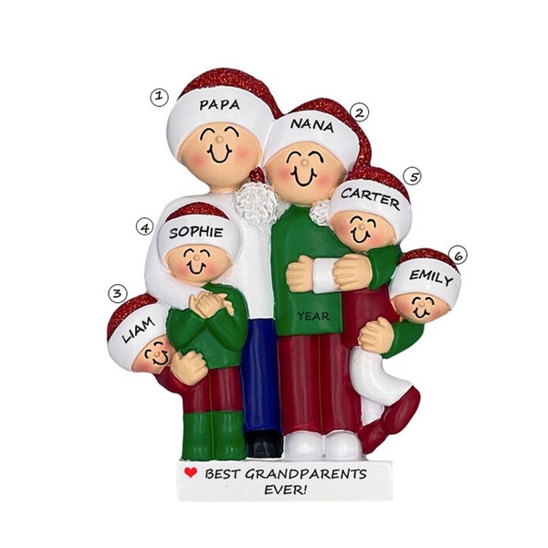 Best Grandma & Grandpa Personalized Ornament - Best Nana and Papa Personalized Ornament -Best Grandparents 4 Grandchildren