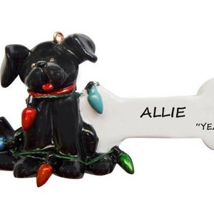 Personalized Dog Christmas Ornament - Puppy with Lights - Personalized Free