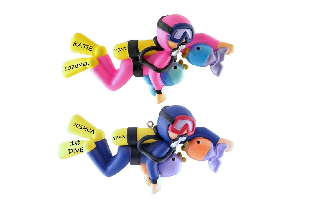 Personalized Scuba Diving Christmas Ornament Male or Female Scuba