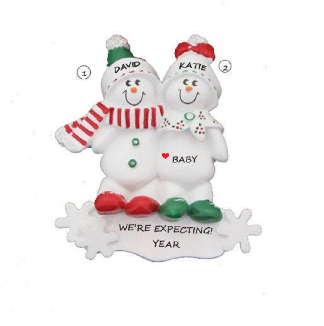 Personalized Expecting Snow Couple Ornament - Snow Couple Expecting 1st ...