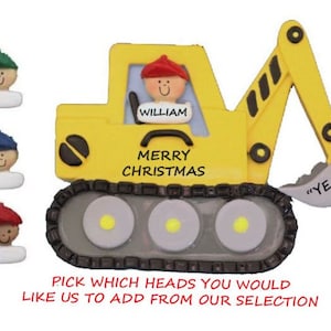 Personalized Construction Excavator Truck Christmas Ornament - Personalized Construction Ornament - Personalized Child's  Christmas Ornament