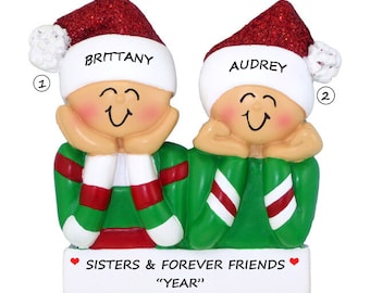 Best Sister And Forever Friends Personalized Ornament - 2 Sisters Personalized Christmas Ornament