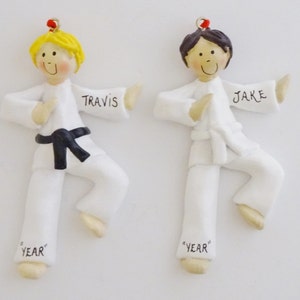 Personalized Karate Boy Ornament with Custom Belt Color image 1