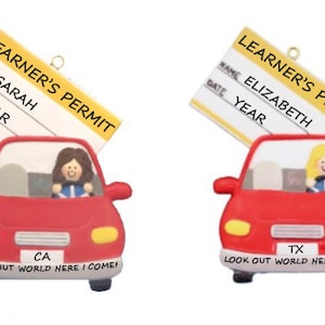 Female Driver Learner's Permit Personalized Christmas Ornament- Learner's Permit - New Driver Personalized Christmas Ornament
