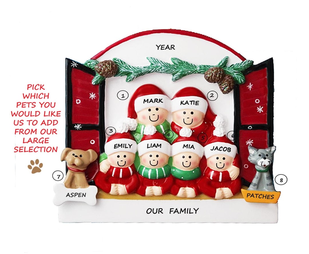 Personalized Family of 6 in Window Ornament Waiting for Snow With 2 ...