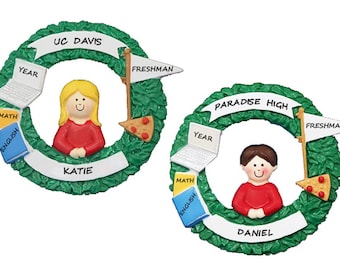 Personalized Ornament  Starting High School - College - Jr. High or Elementary School Available for Girl or Boy, Blonde or Brown Hair