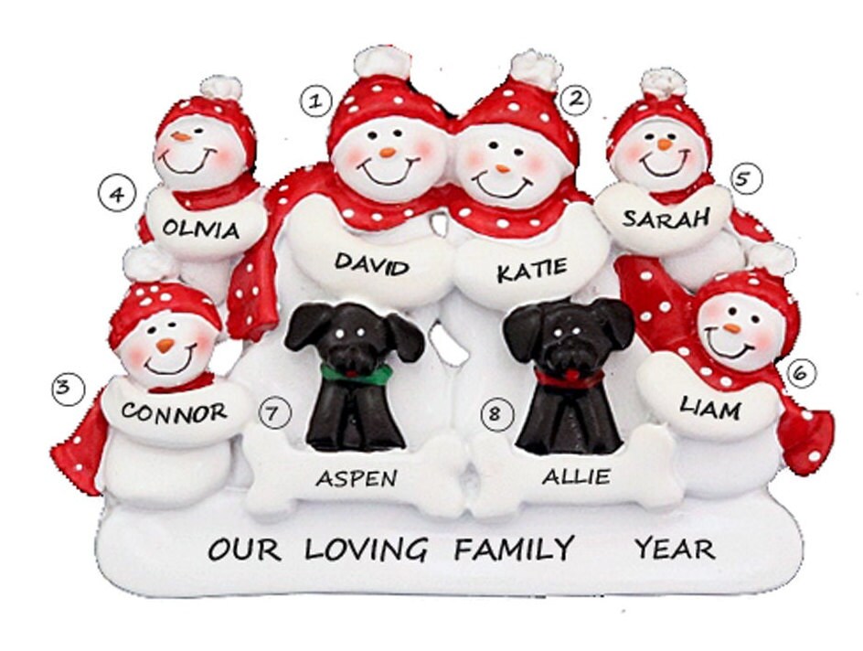 Personalized Family of 6 Ornament With 2 Dogs - Personalized Family of ...