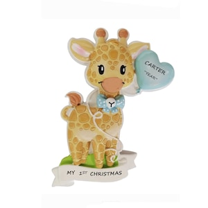 Baby's 1st Christmas Personalized Giraffe Ornament - Baby Boy's or Girl's 1st Christmas Ornament - Baby Girl's First Christmas Ornament