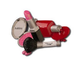 Personalized "I Love Make-Up" Christmas Ornament - Make-Up Lover Ornament - Best Makeup Artist Personalized Christmas Ornament