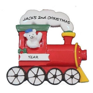 Personalized Train Ornament -  Personalized Child&#39;s 2nd Christmas Ornament - Personalized Train Ornament for Kids of All ages