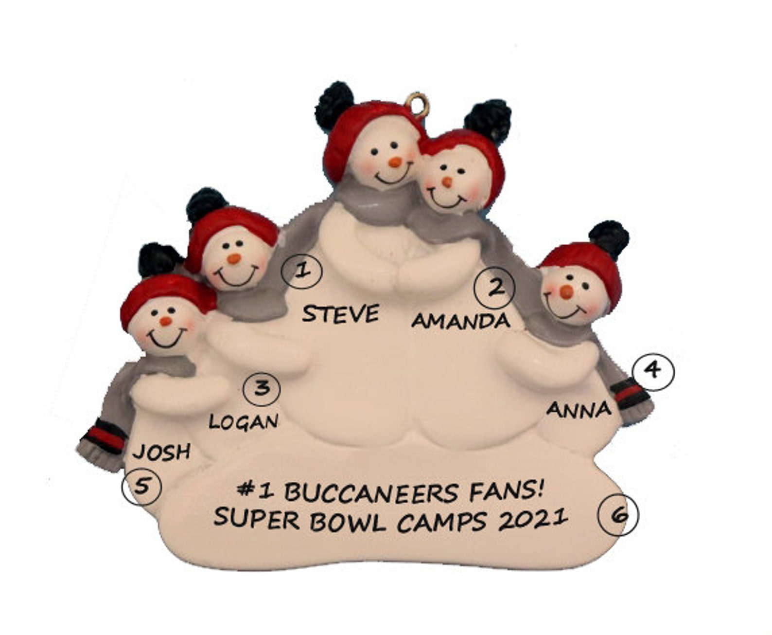 Une Famille Cinq étoiles Pour Noël Buccaneers Football Fans Famille de 5 2021 Ornement de Noël | Etsy